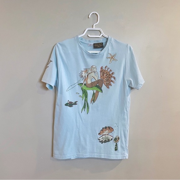 LOEWE Crewneck Short-Sleeve Mermaid-Print Cotton Tee - Picture 2 of 9